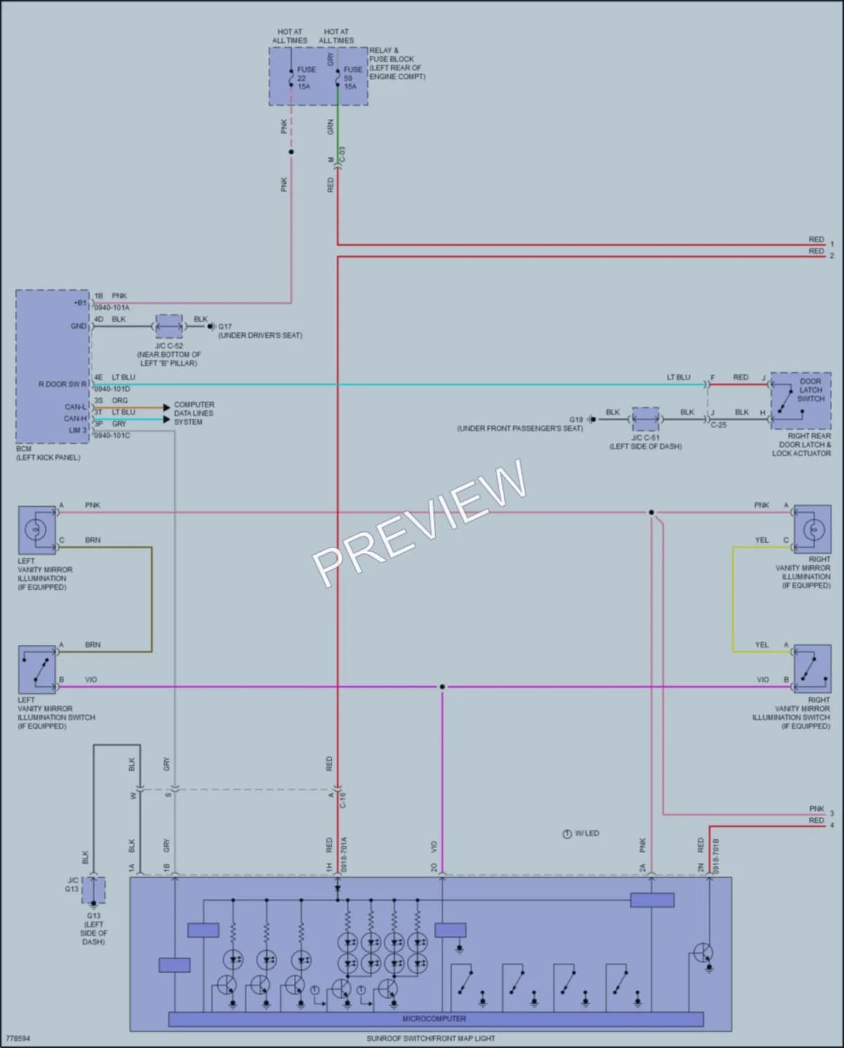 2022 Mazda CX30 Interior Lights wiring diagram preview