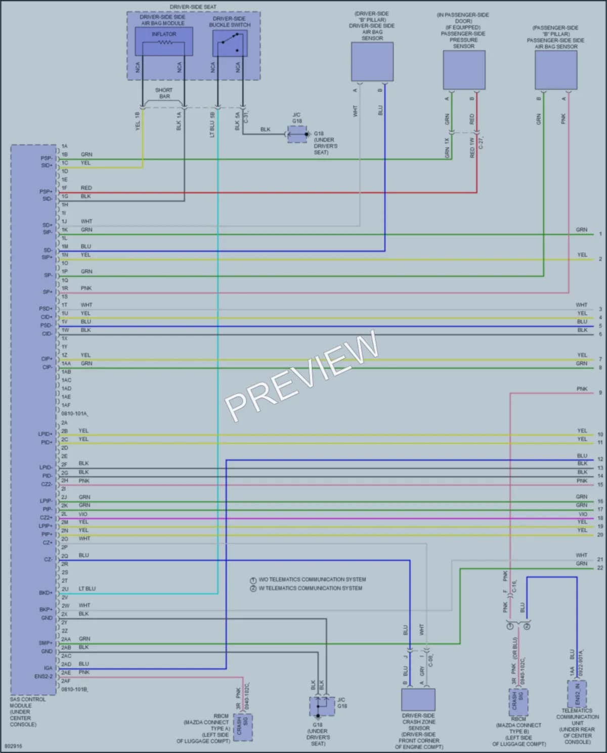 2022 Mazda CX5 Supplemental Restraints wiring diagram preview