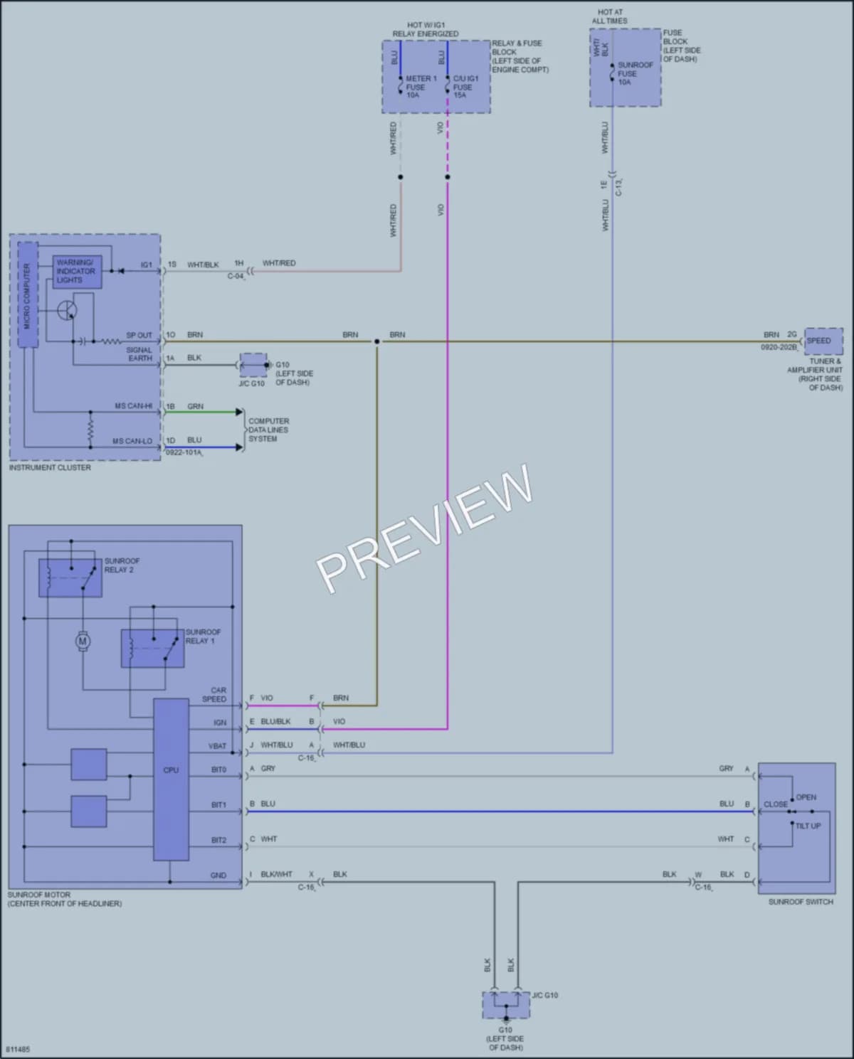 2022 Mazda CX9 Power Top Sunroof wiring diagram preview