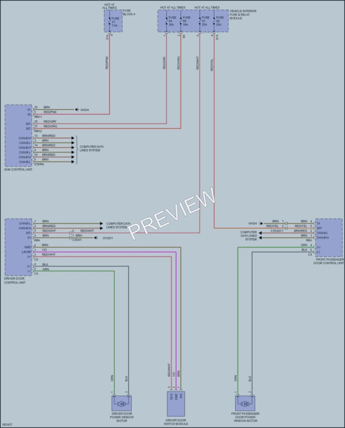 2022 MercedesBenz 2500Sprinter Power Windows wiring diagram preview