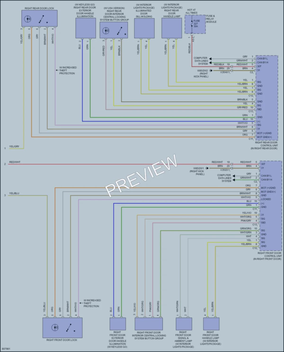 2022 MercedesBenz C300 Power Door Locks wiring diagram preview