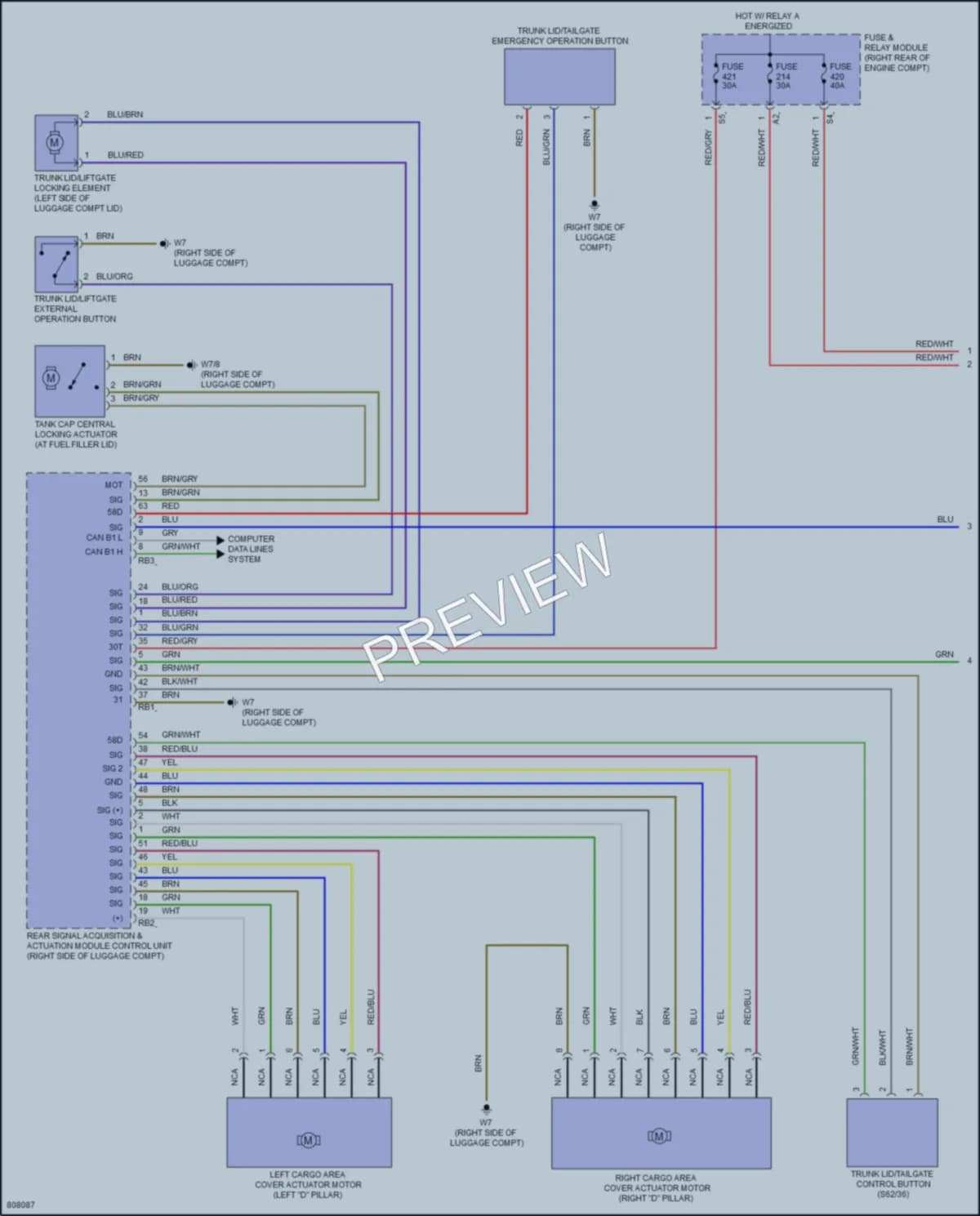 2022 MercedesBenz C300 Trunk Tailgate Fuel Door wiring diagram preview