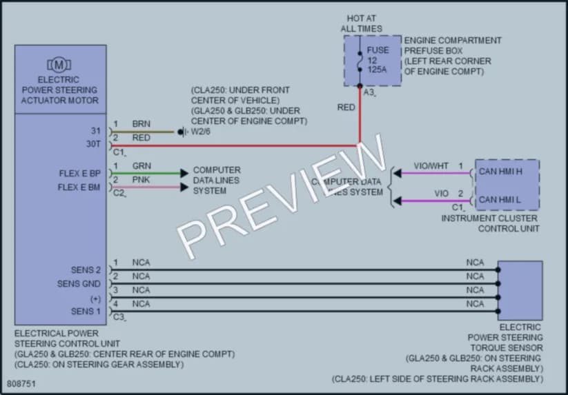 2022 MercedesBenz CLA250 Electronic Power Steering wiring diagram preview