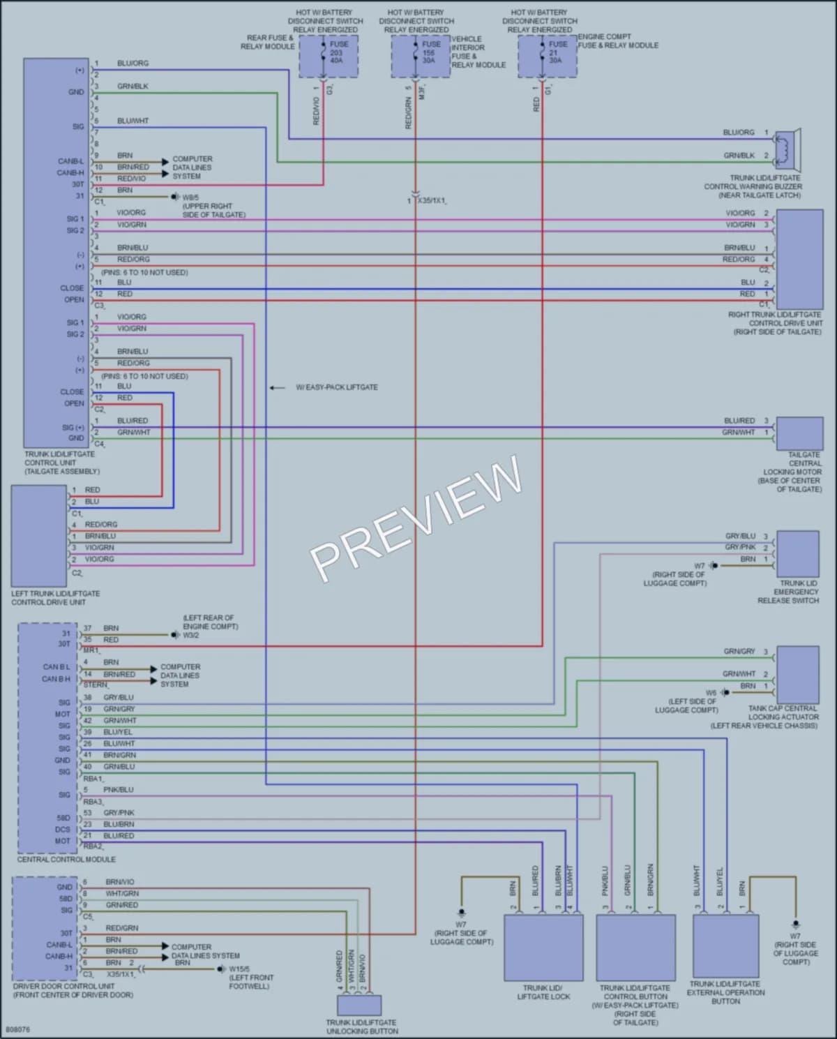 2022 MercedesBenz CLA250 Trunk Tailgate Fuel Door wiring diagram preview