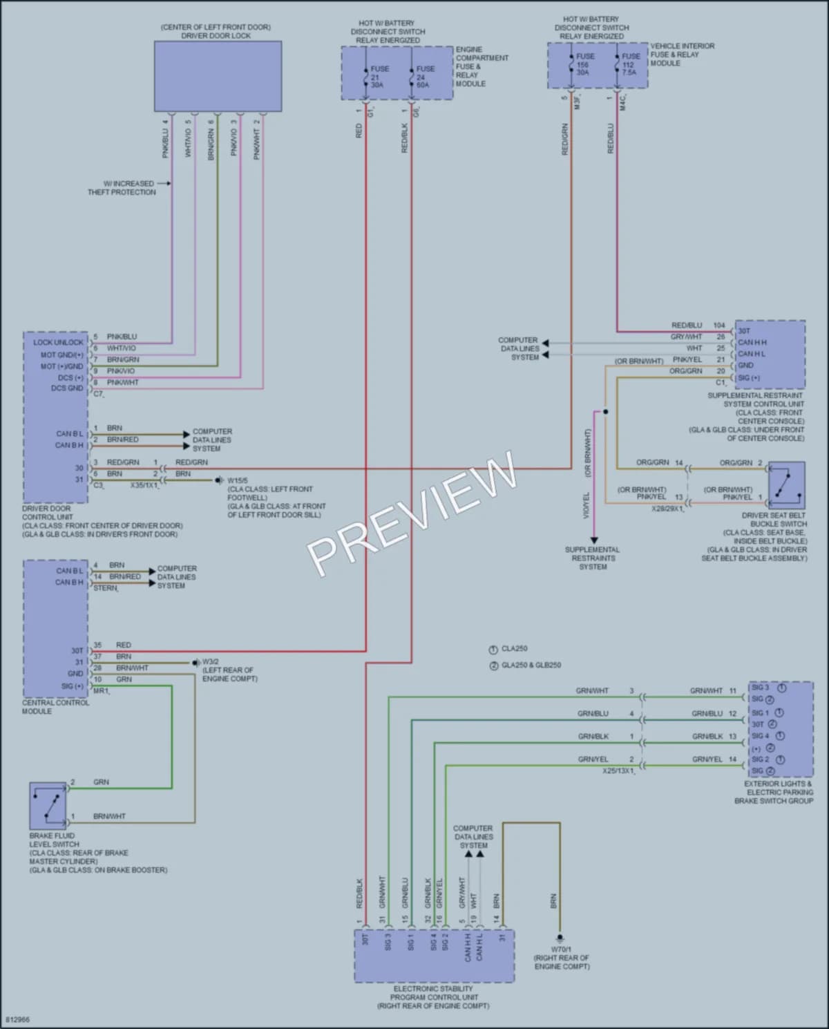 2022 MercedesBenz CLA250 Warning Systems wiring diagram preview