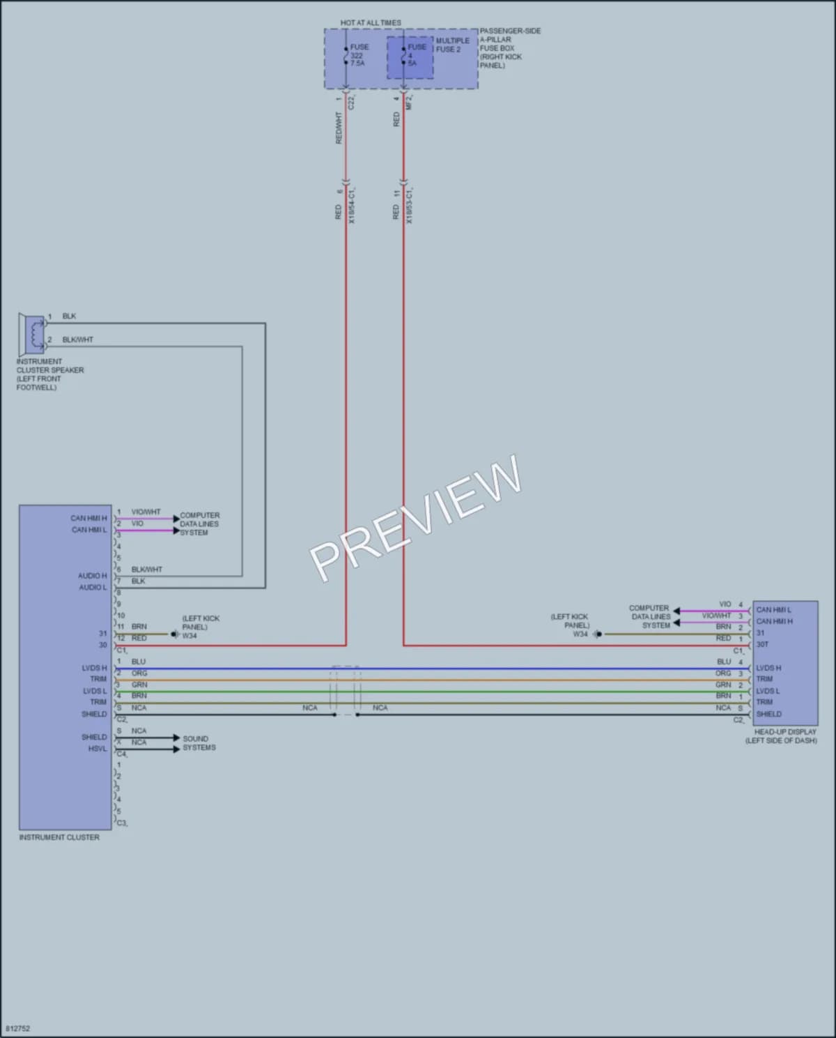 2022 MercedesBenz CLS450 Instrument Cluster wiring diagram preview