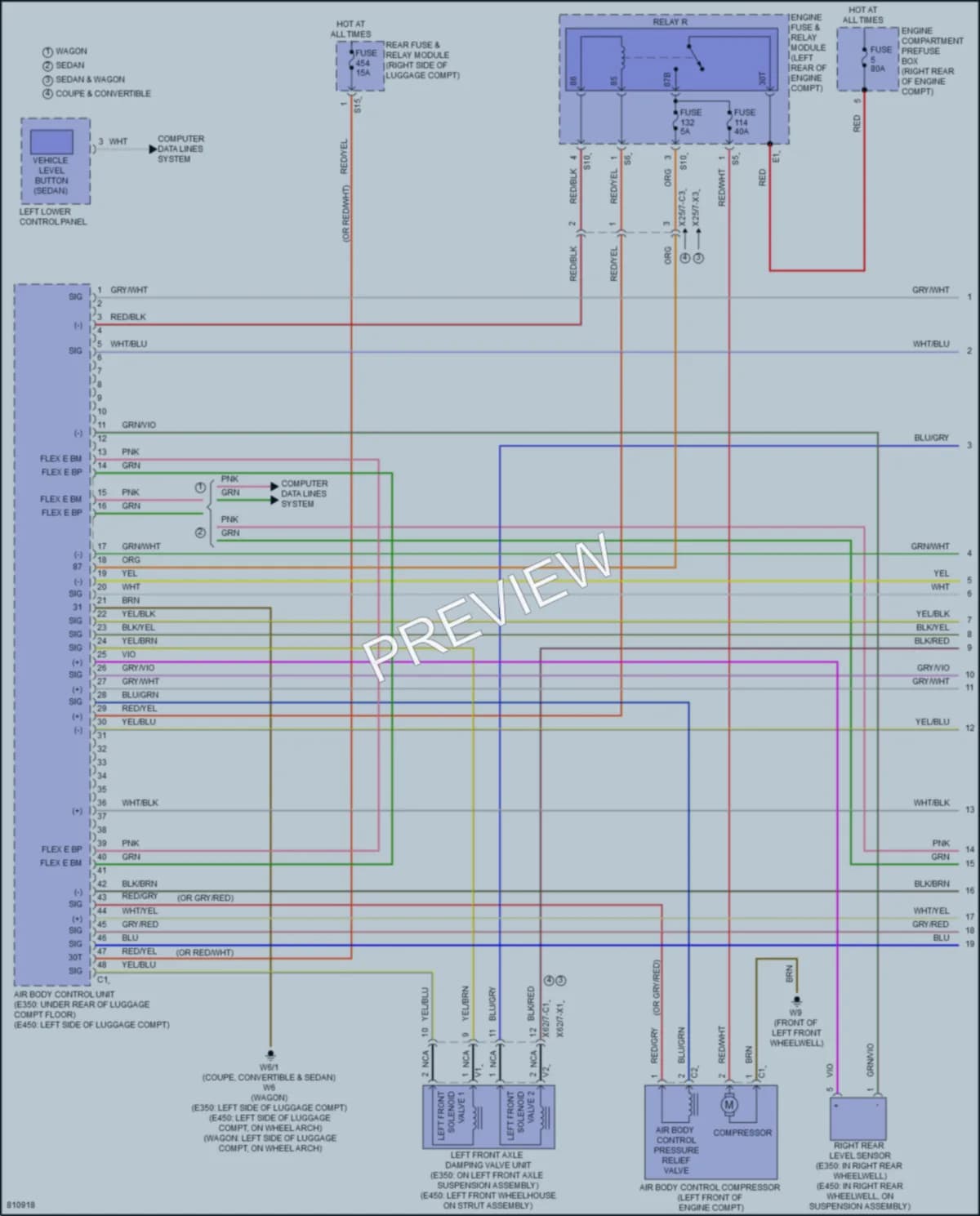2022 MercedesBenz E350 Electronic Suspension wiring diagram preview