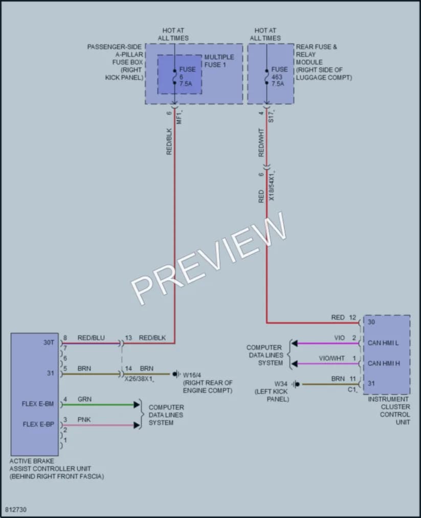 2022 MercedesBenz E350 Instrument Cluster wiring diagram preview
