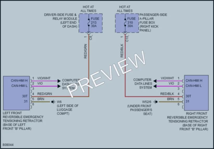 2022 MercedesBenz E350 Supplemental Restraints wiring diagram preview