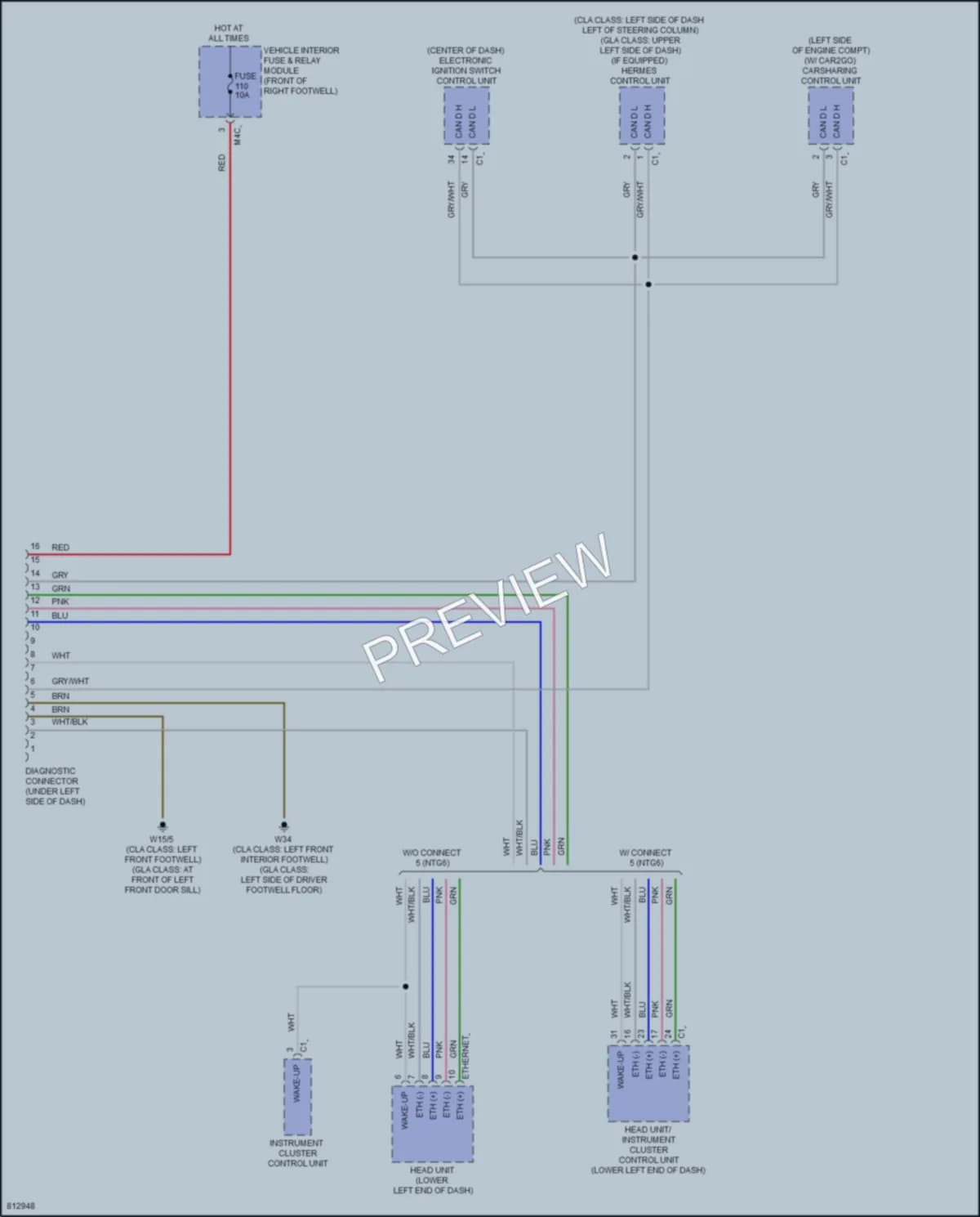 2022 MercedesBenz GLA250 Computer Data Lines wiring diagram preview