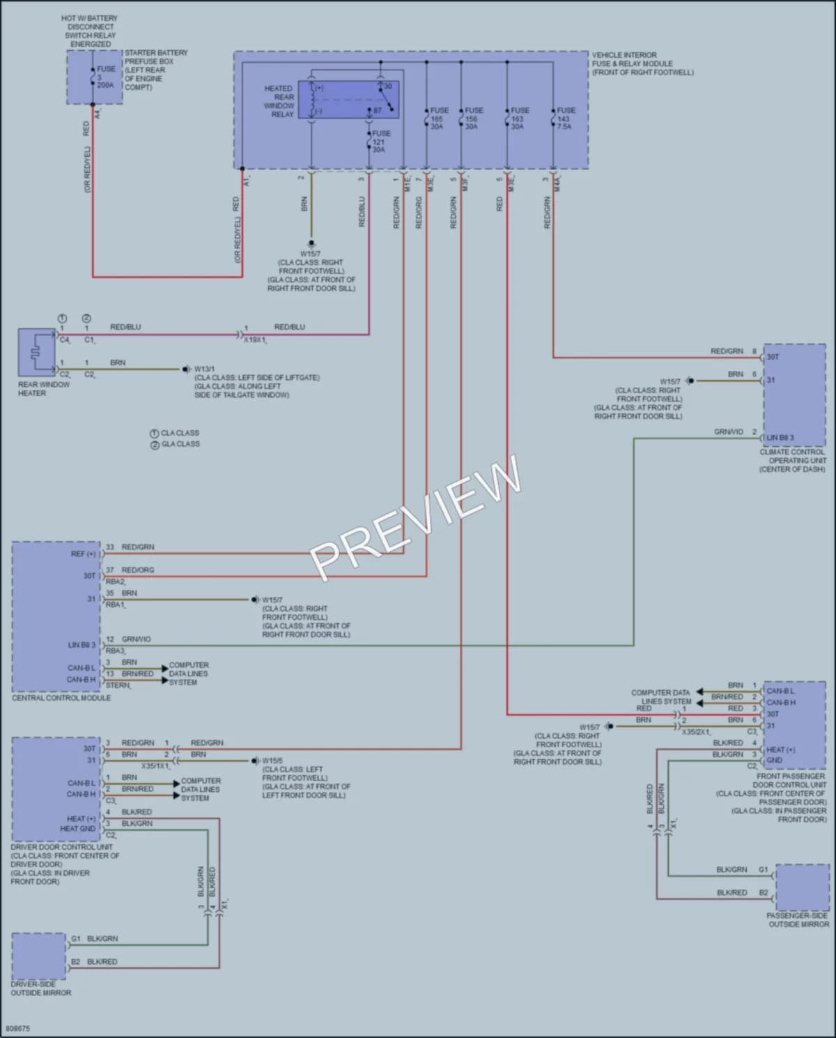2022 MercedesBenz GLA250 Defoggers wiring diagram preview