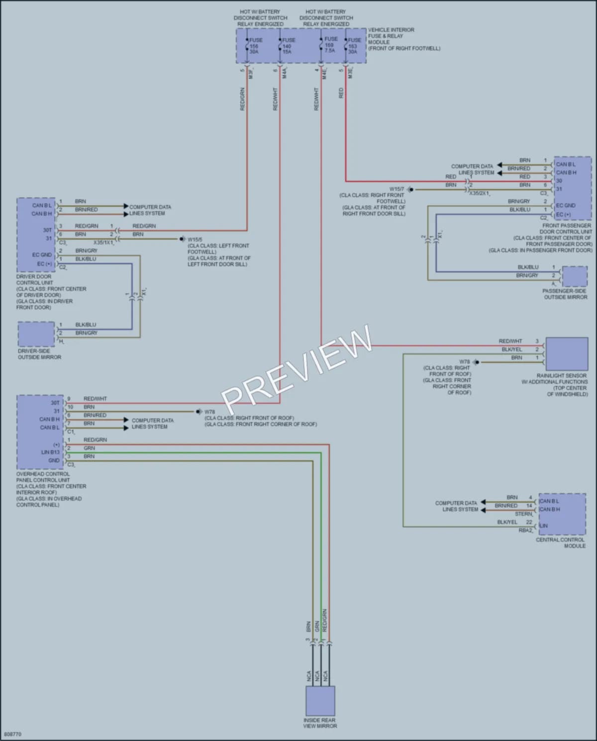 2022 MercedesBenz GLA250 Power Mirrors wiring diagram preview