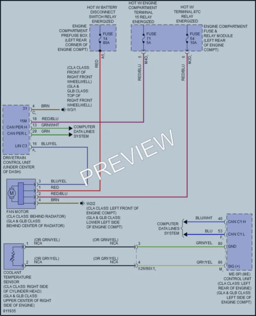 2022 MercedesBenz GLB250 Cooling Fan wiring diagram preview
