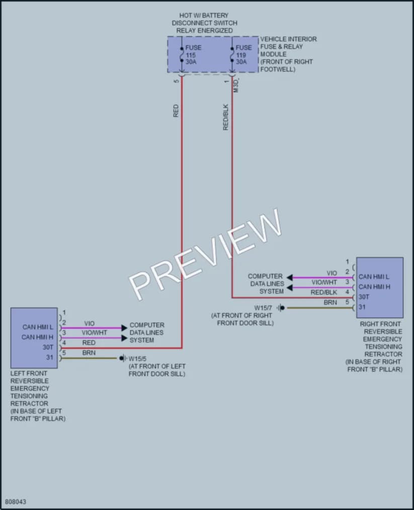 2022 MercedesBenz GLB250 Supplemental Restraints wiring diagram preview