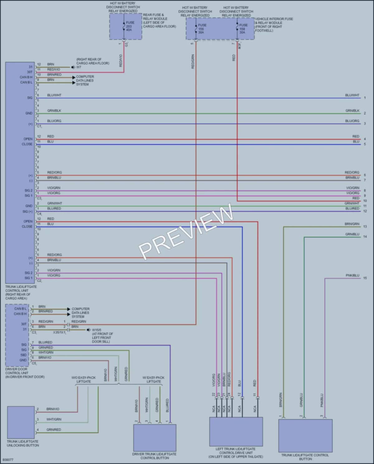 2022 MercedesBenz GLB250 Trunk Tailgate Fuel Door wiring diagram preview