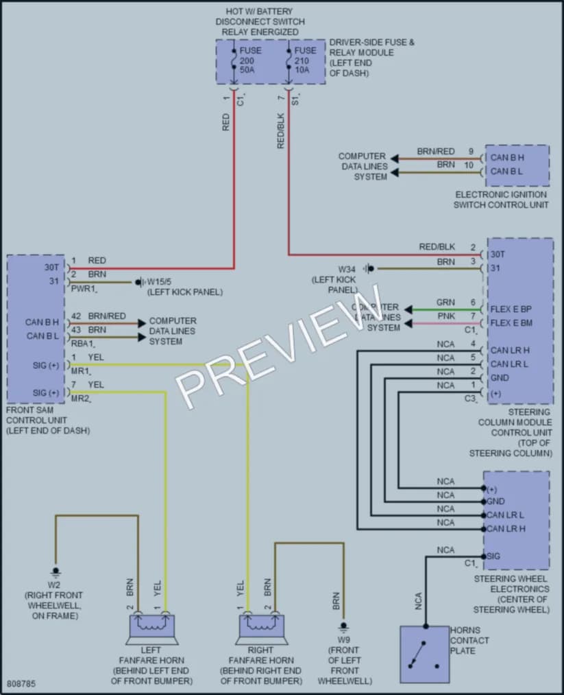 2022 MercedesBenz GLC300 Horn wiring diagram preview