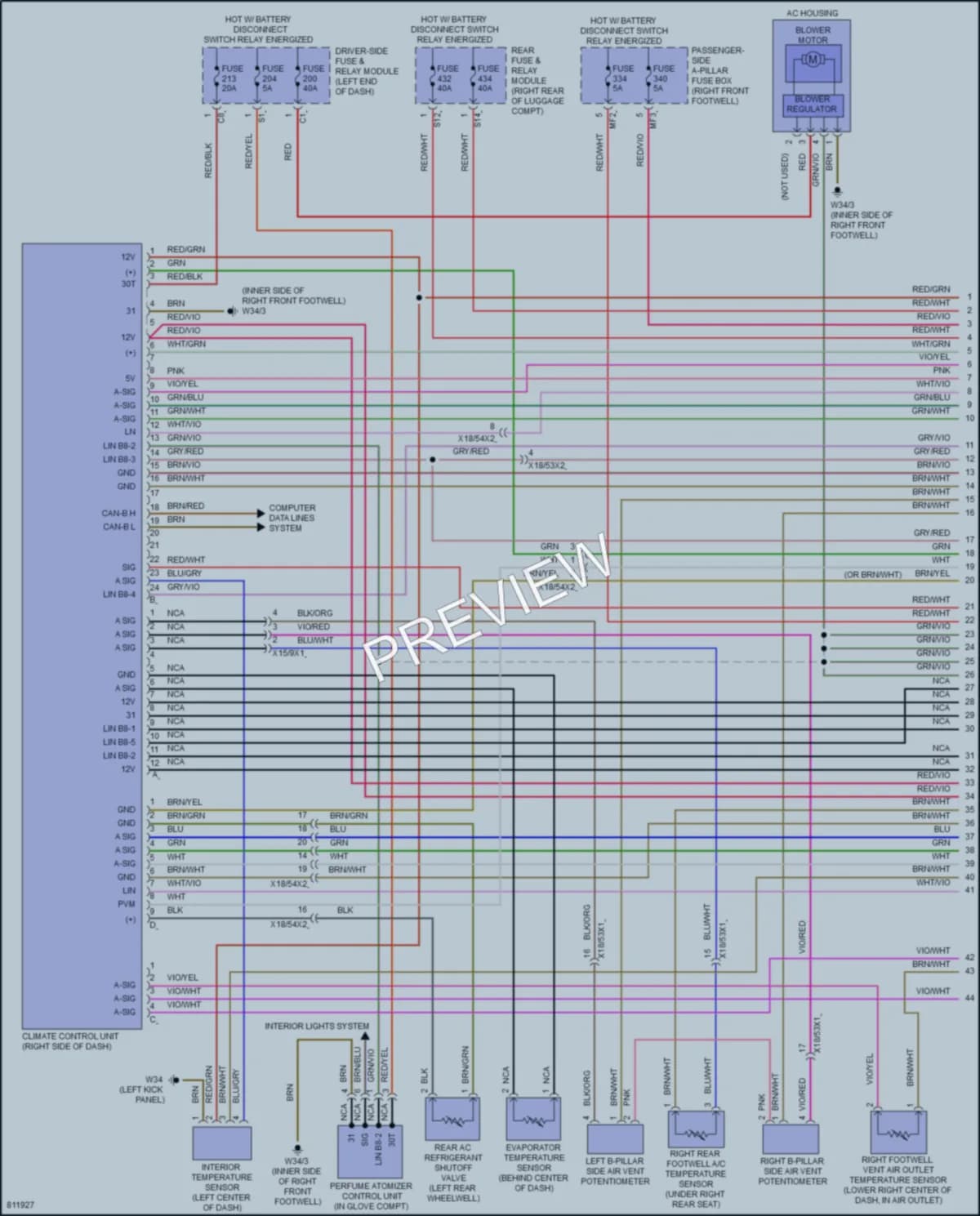 2022 MercedesBenz GLE350 Air Conditioning wiring diagram preview