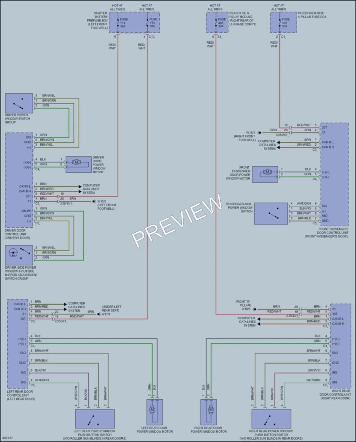 2022 MercedesBenz GLE350 Power Windows wiring diagram preview