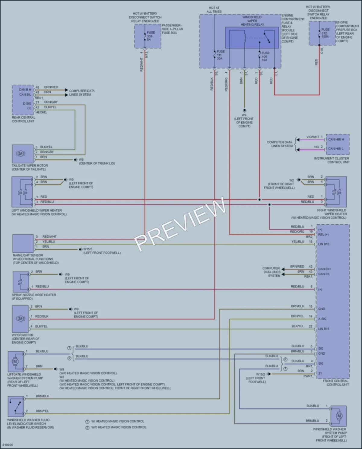 2022 MercedesBenz GLE350 Wiper Washer wiring diagram preview