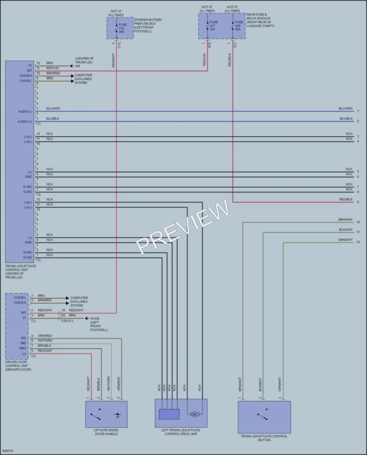 2022 MercedesBenz GLE580 Trunk Tailgate Fuel Door wiring diagram preview