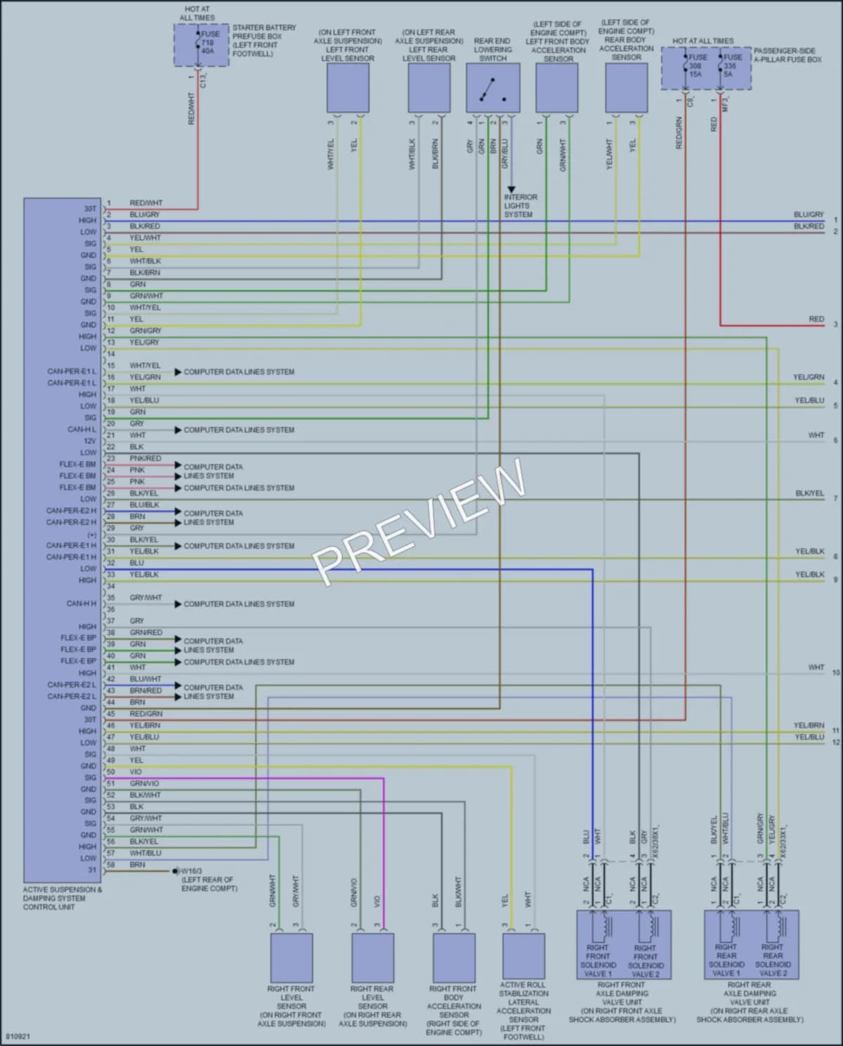 2022 MercedesBenz GLS580 Electronic Suspension wiring diagram preview
