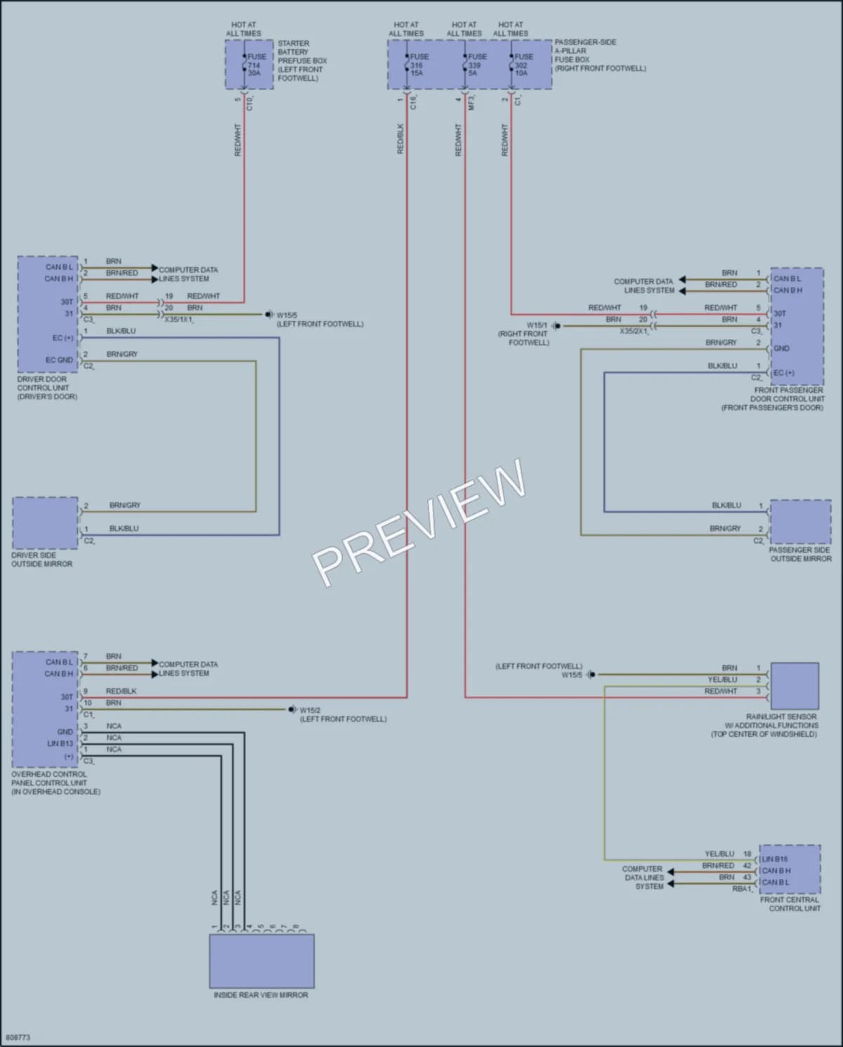 2022 MercedesBenz GLS580 Power Mirrors wiring diagram preview