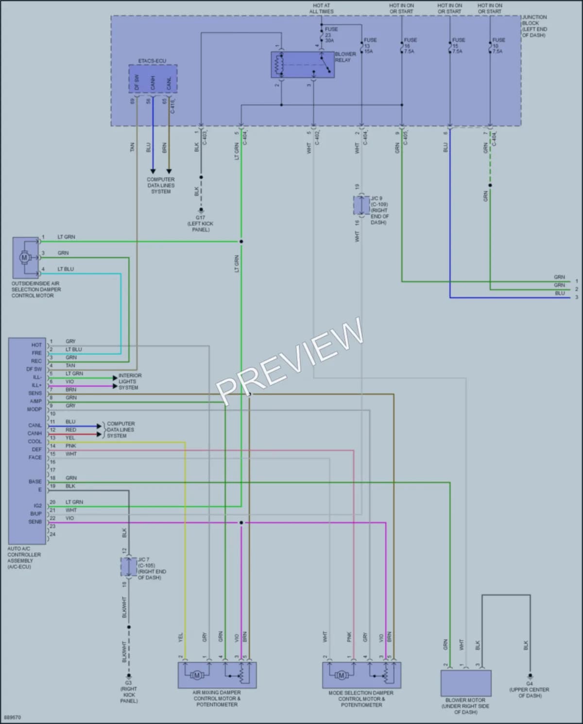 2022 Mitsubishi Mirage Air Conditioning wiring diagram preview