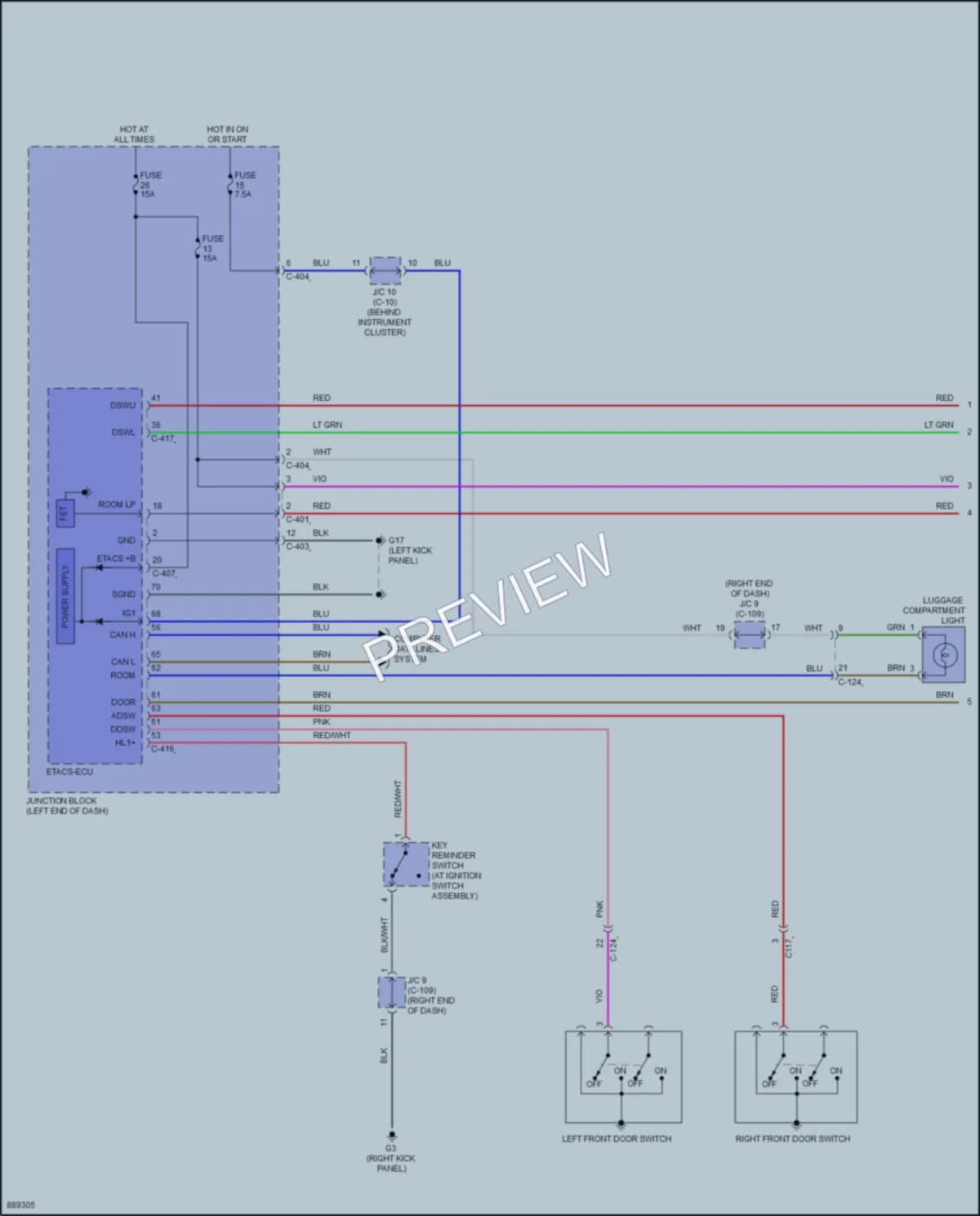 2022 Mitsubishi Mirage Interior Lights wiring diagram preview