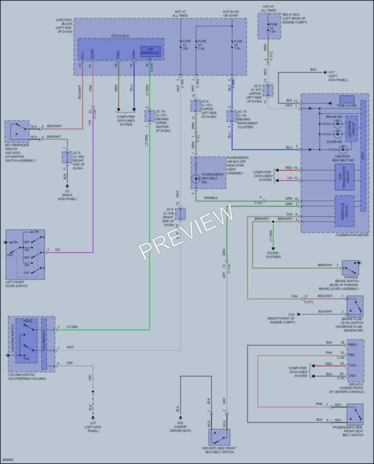 2022 Mitsubishi Mirage Warning Systems wiring diagram preview