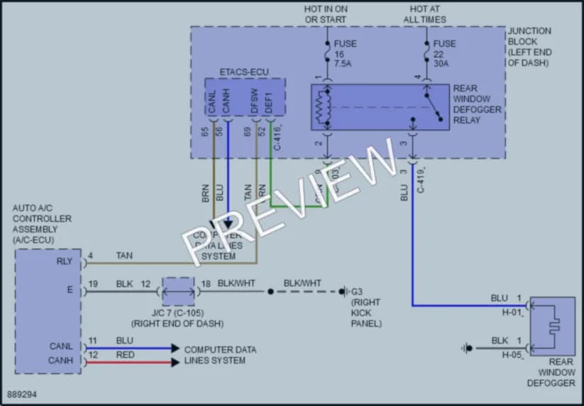 2022 Mitsubishi MirageG4 Defoggers wiring diagram preview