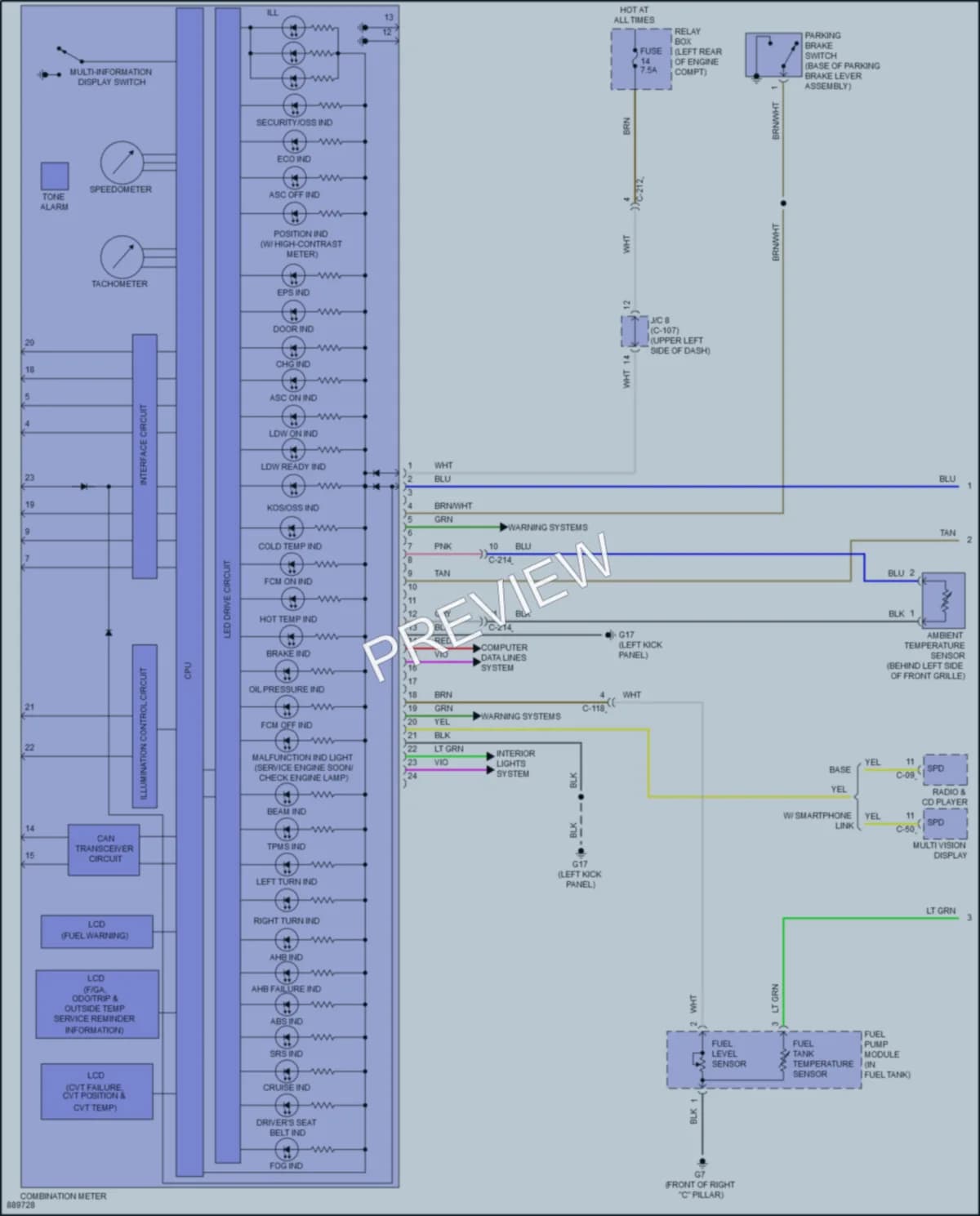 2022 Mitsubishi MirageG4 Instrument Cluster wiring diagram preview