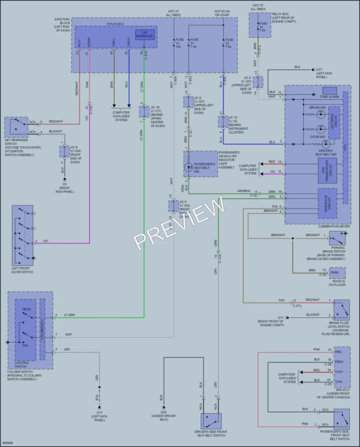2022 Mitsubishi MirageG4 Warning Systems wiring diagram preview