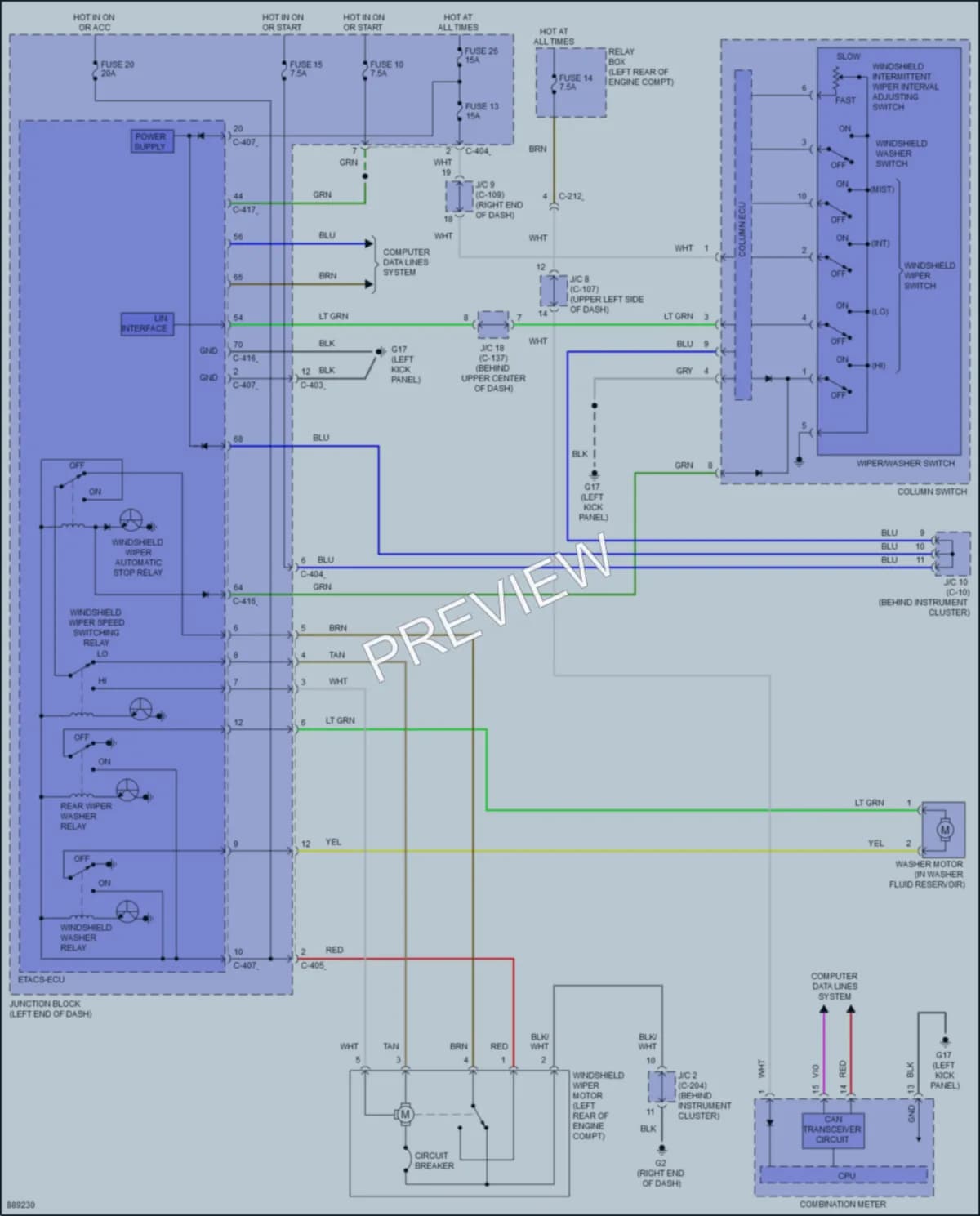2022 Mitsubishi MirageG4 Wiper Washer wiring diagram preview