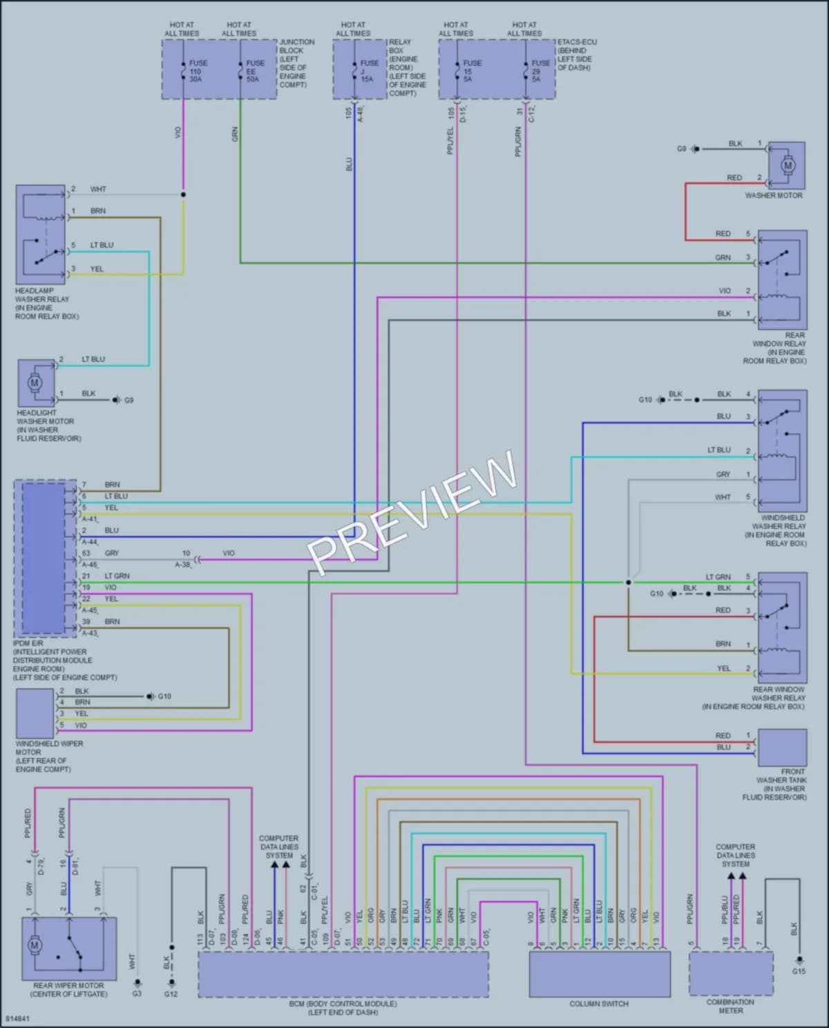 2022 Mitsubishi Outlander Wiper Washer wiring diagram preview