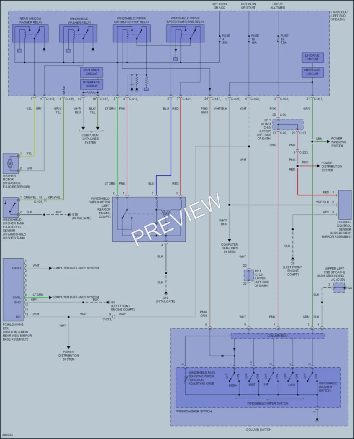 2022 Mitsubishi OutlanderPHEV Wiper Washer wiring diagram preview