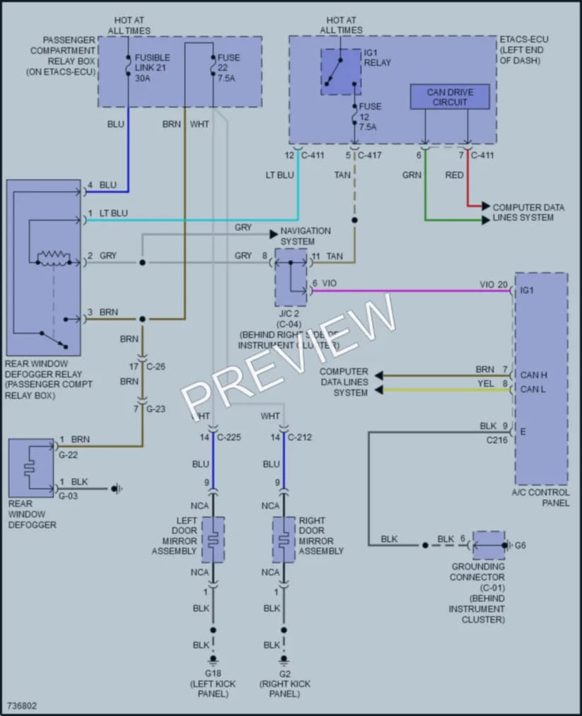 2022 Mitsubishi OutlanderSport Defoggers wiring diagram preview