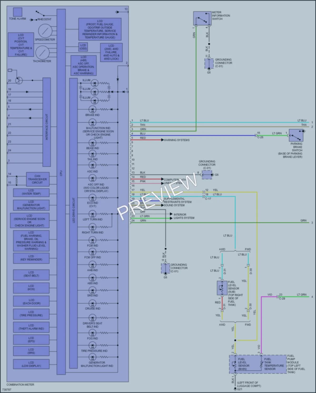2022 Mitsubishi OutlanderSport Instrument Cluster wiring diagram preview
