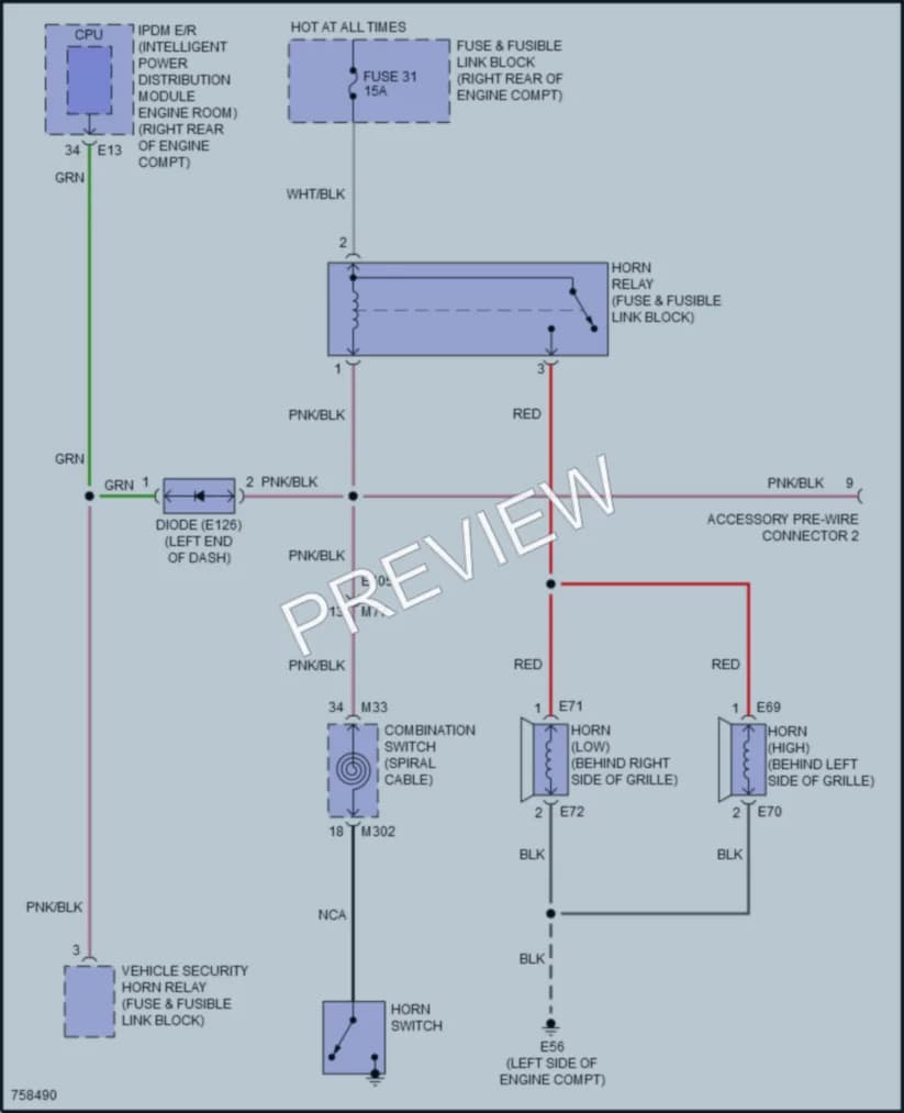 2022 Nissan Armada Horn wiring diagram preview