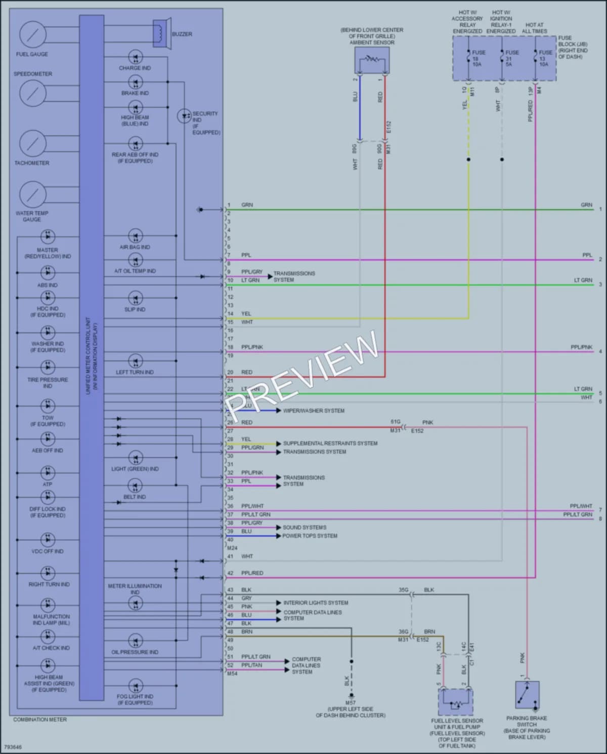 2022 Nissan Frontier Instrument Cluster wiring diagram preview