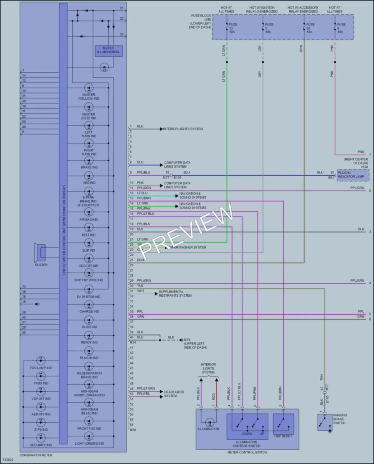 2022 Nissan LEAF Instrument Cluster wiring diagram preview