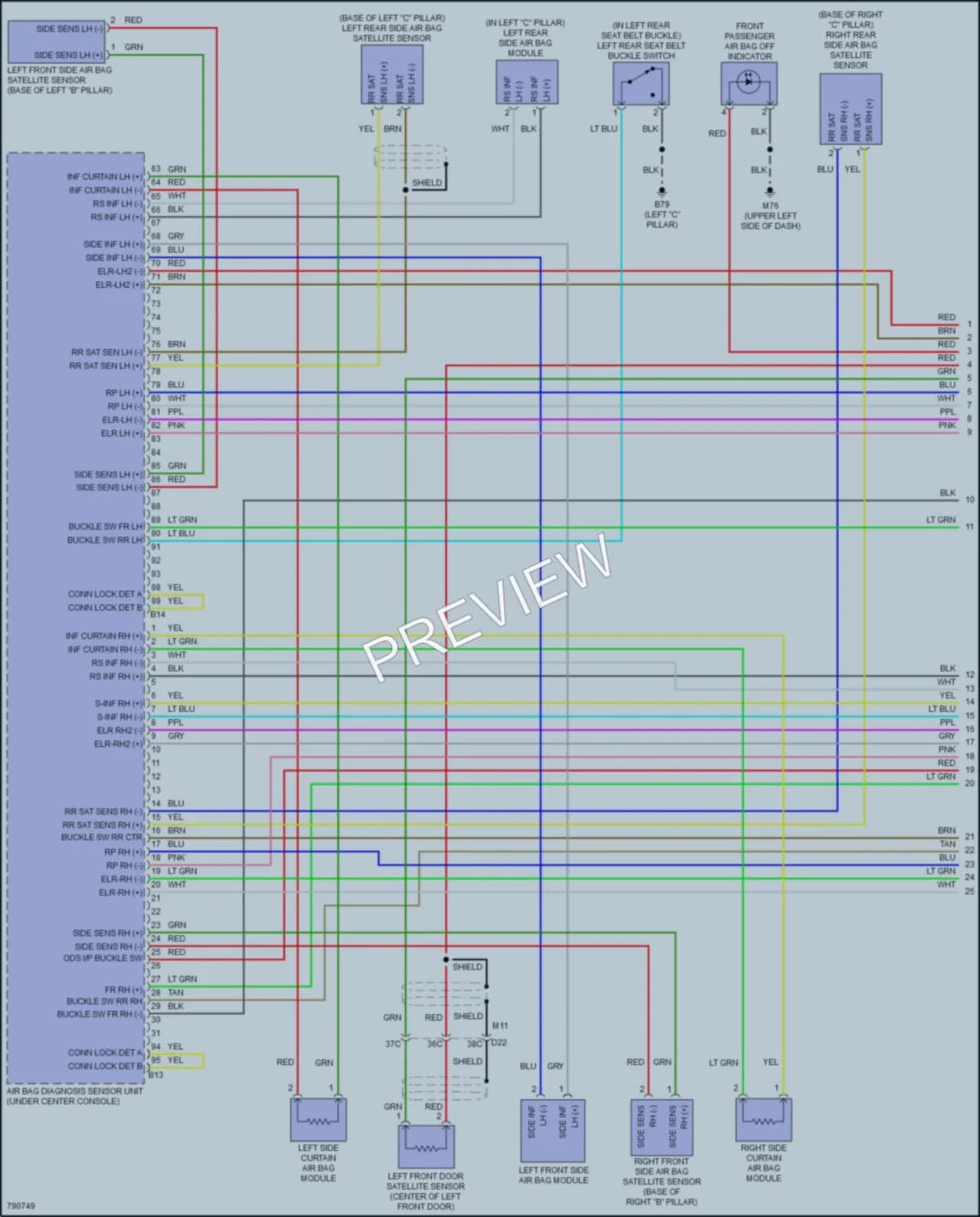 2022 Nissan LEAF Supplemental Restraints wiring diagram preview