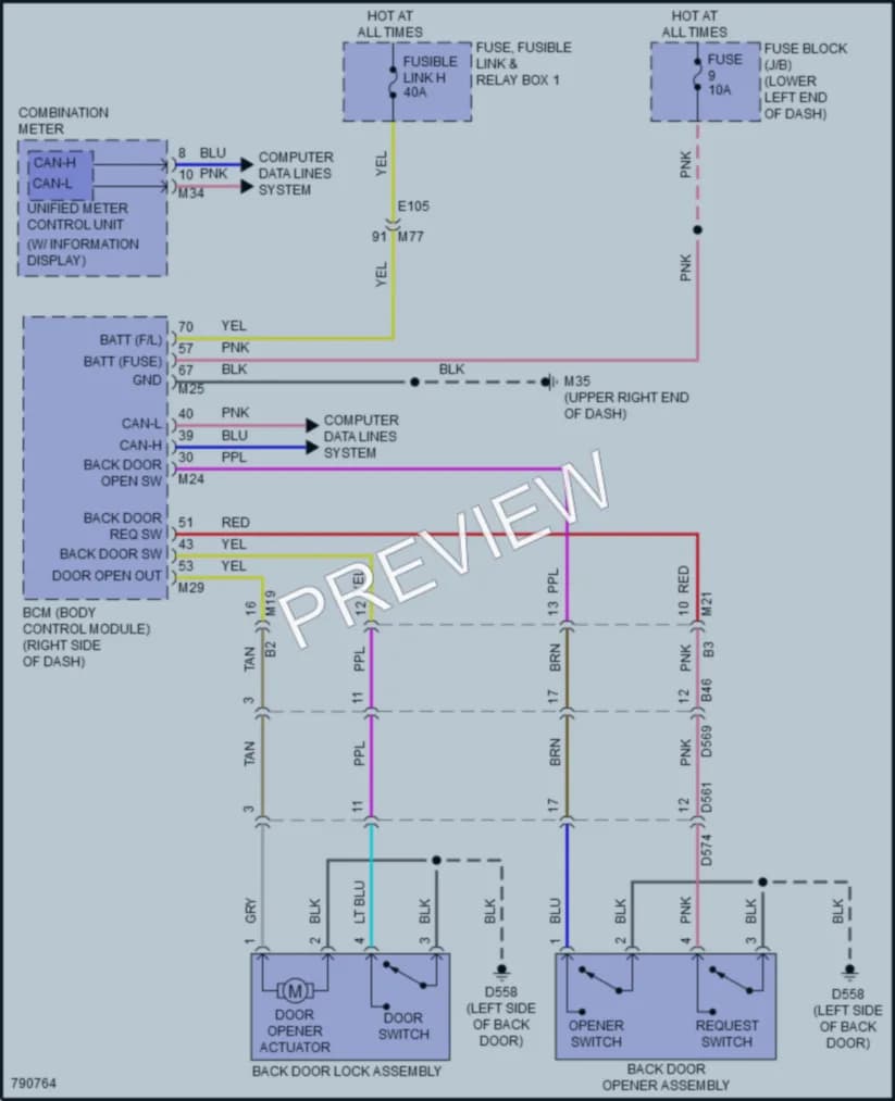 2022 Nissan LEAF Trunk Tailgate Fuel Door wiring diagram preview