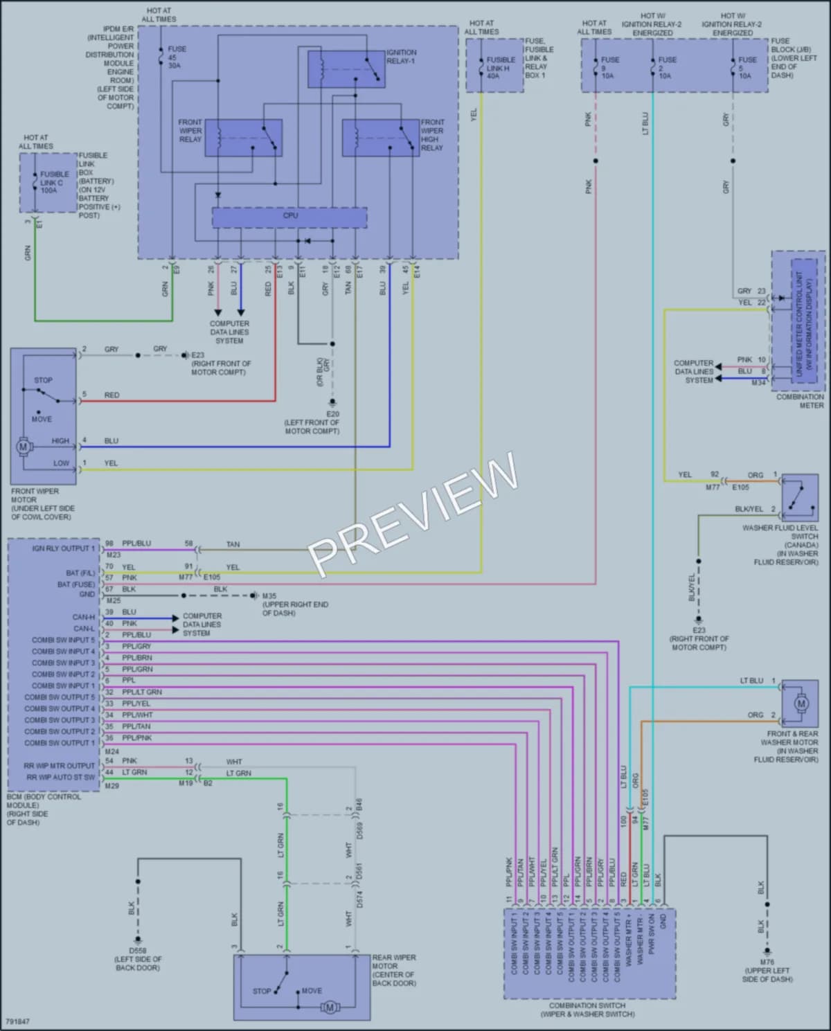 2022 Nissan LEAF Wiper Washer wiring diagram preview