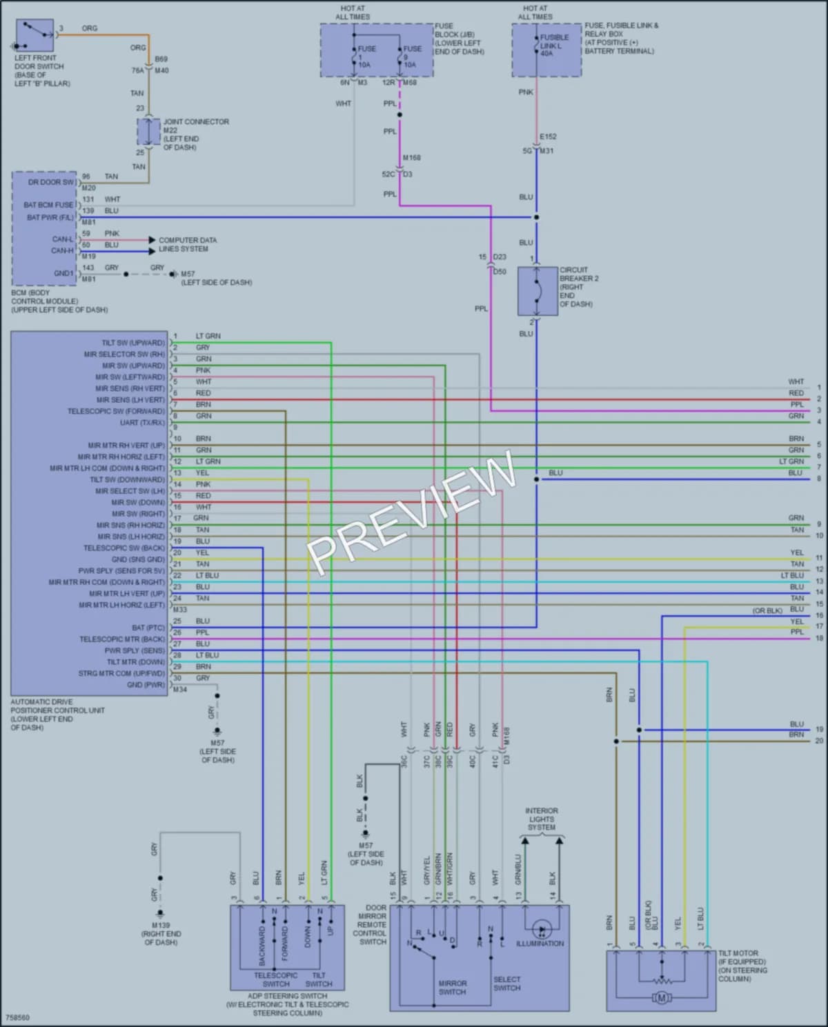 2022 Nissan Murano Memory Systems wiring diagram preview