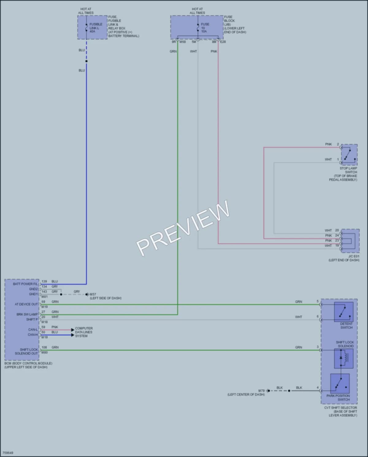2022 Nissan Murano Shift Interlock wiring diagram preview