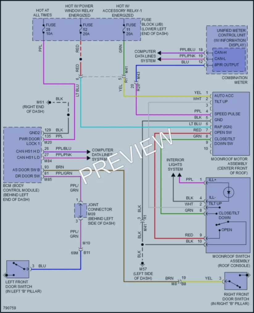 2022 Nissan Sentra Power Top Sunroof wiring diagram preview