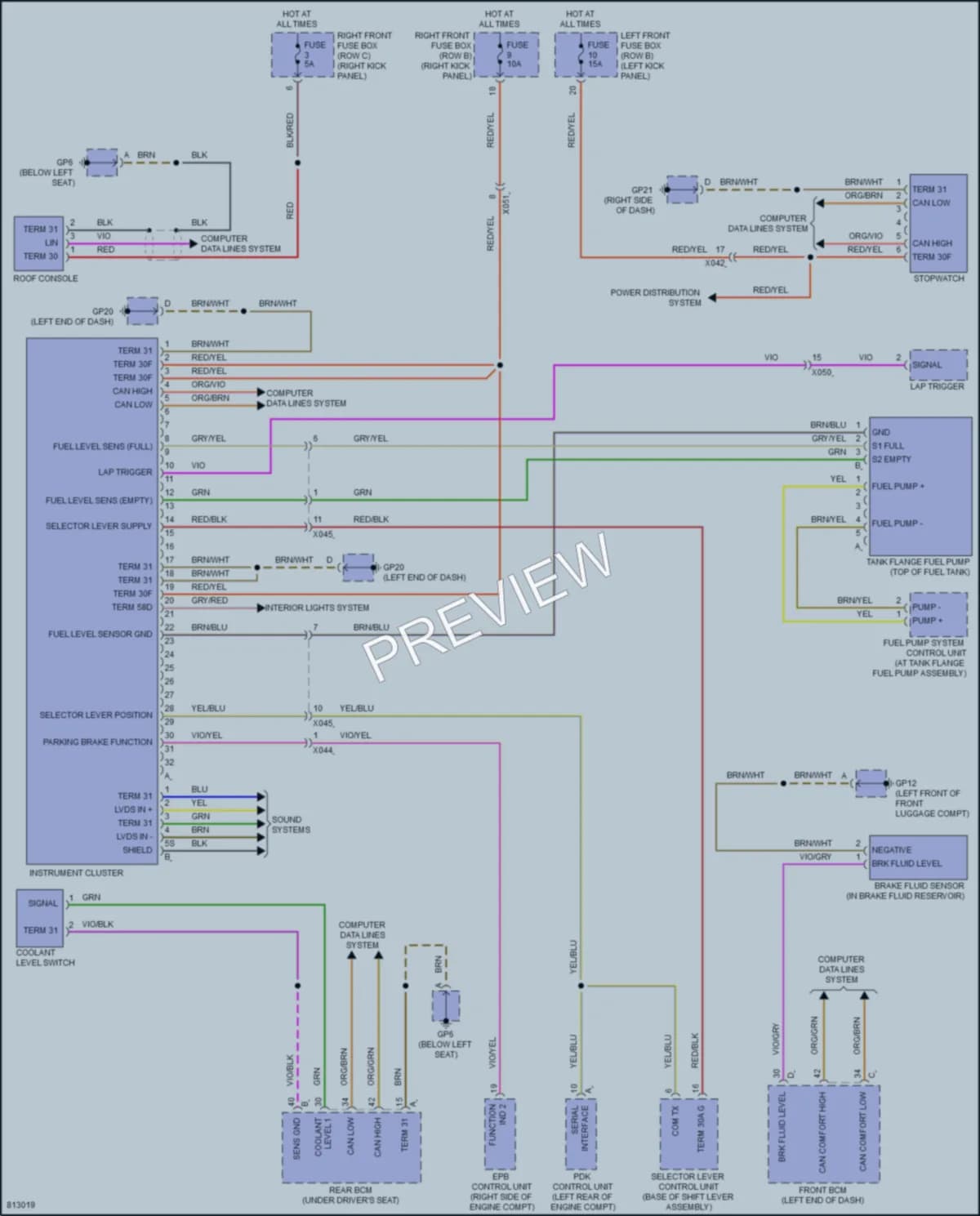 2022 Porsche 718Boxster Instrument Cluster wiring diagram preview