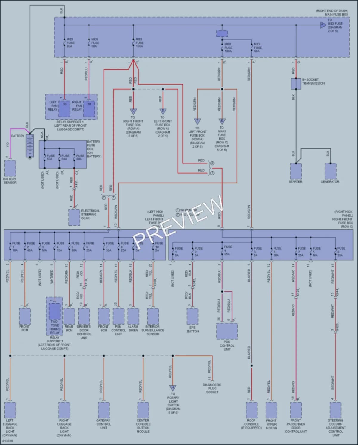 2022 Porsche 718Boxster Power Distribution wiring diagram preview