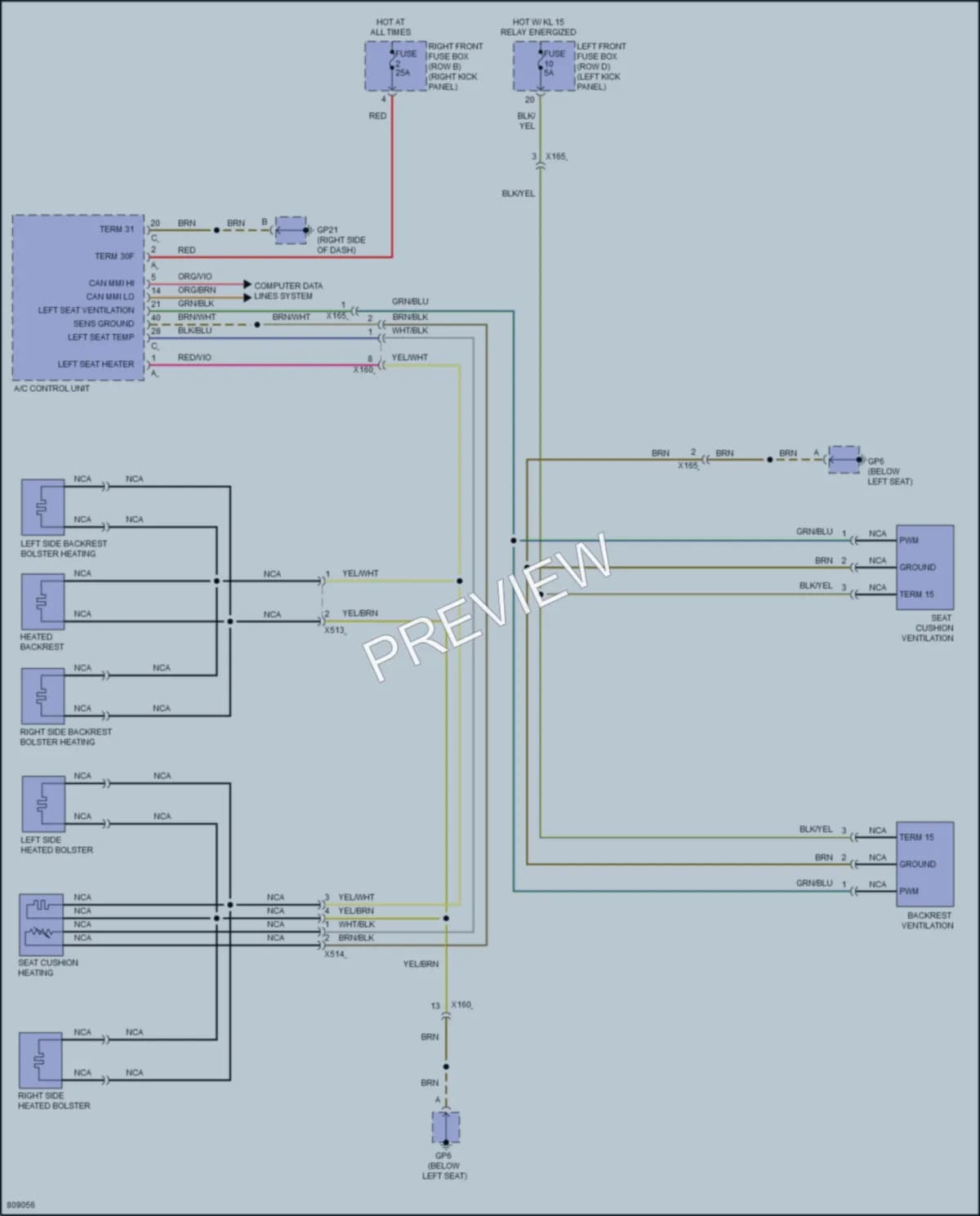 2022 Porsche 718Boxster Power Seats wiring diagram preview