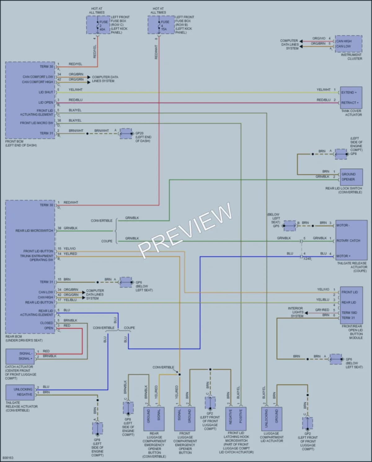 2022 Porsche 718Boxster Trunk Tailgate Fuel Door wiring diagram preview